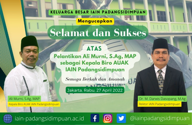 Menteri Agama Lantik Ali Murni Menjadi Kabiro Di IAIN Padangsidimpuan