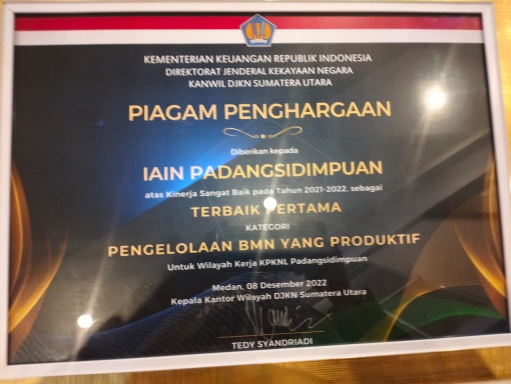 Universitas Islam Negeri Syekh Ali Hasan  Ahmad Addary Padangsidimpuan Raih Penghargaan BMN Awards 2022