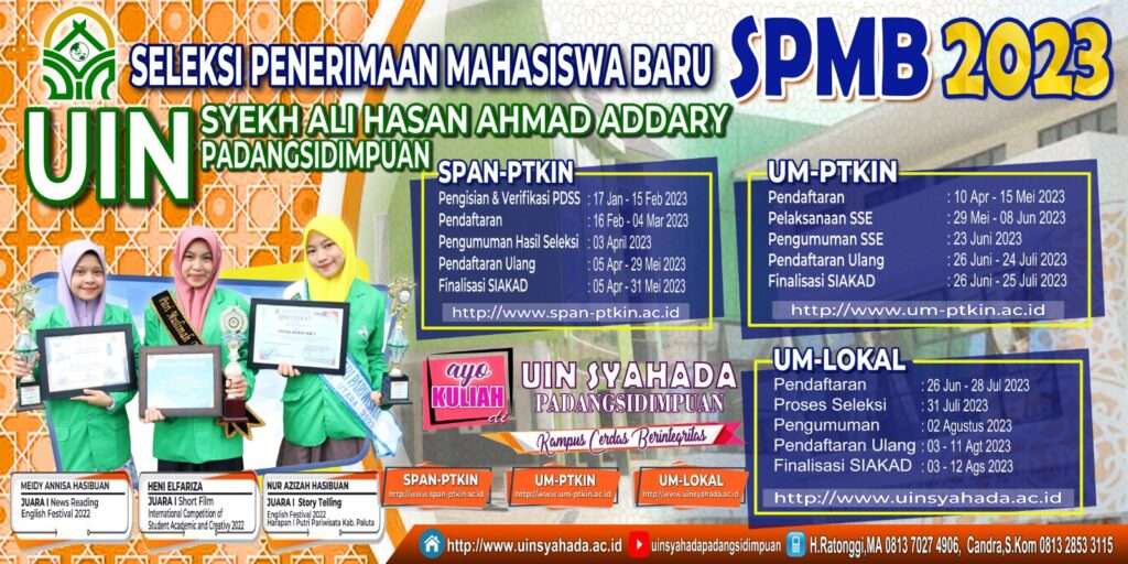 UM-PTKIN 2023 Telah Dibuka, Segera Daftarkan Di UIN Syahada Padangsidimpuan